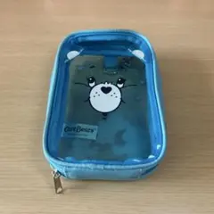 Care Bears ポーチ 水色 透明ポケット付き