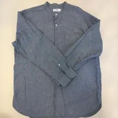 UNIQLO コットンリネンスタンドカラーシャツ ストライプ Mサイズ