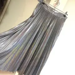 《美品》d'zzitオーロラユニコーンメタリック膝下プリーツスカート　韓国