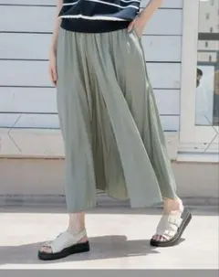 【未使用】GLOBAL WORKさらさらリラックス　ワイドフレアパンツ　ミントＬ