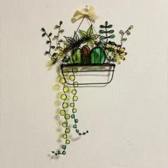 ハンドメイド　ワイヤーアート　ワイヤークラフト☆壁飾りグリーン2