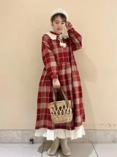カントリーチェックシャツワンピース　Samansa Mos2