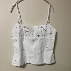 新品 ZARA キャミソール ホワイト ビジュー