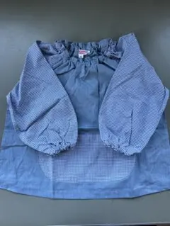幼児用スモック　青系チェック柄　1着