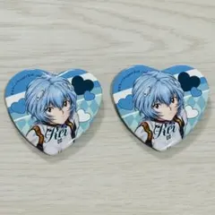 エヴァンゲリオン 14周年記念フェア ハート型缶バッジ 綾波レイ 2個