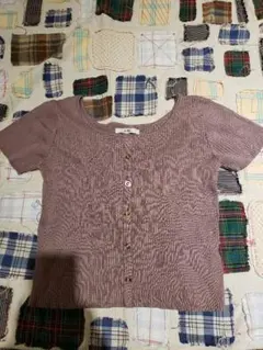 GRL グレイル　フロントボタン　リブニット　トップス　モカ