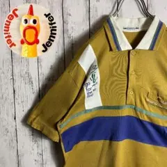 【vintage】古着 90s メンズ ポロシャツ 個性派 刺繍デザイン 1点物