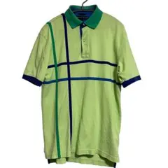 ＜好配色＞トミーフィルフィガー 半袖ポロシャツ USサイズS 緑色系×青色系
