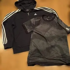 150 adidas ブラック Tシャツ パーカー