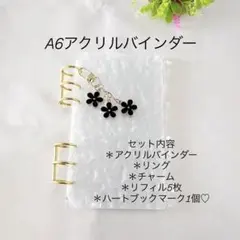 アクリルバインダー♡水流模様A6韓国バインダー貯金savingフラワーblack