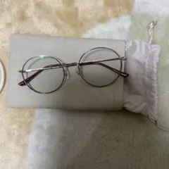 niko and JINS 丸型メガネ シルバー/ブラウン ケース付き