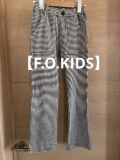 【F.O.KIDS】千鳥格子薄手春ニットパンツ130cm