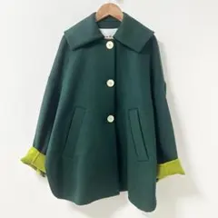 美品✨エンフォルド　ウールリバー フラットカラーショートコート　ダークグリーンのサムネイル