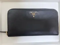 PRADA プラダ ラウンドファスナー 長財布 ブラック　ピンク　バイカラー