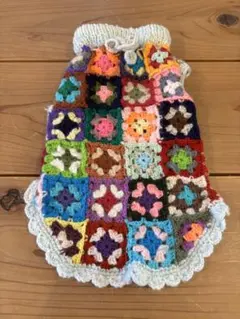 【一点物】手編み　お花モチーフ猫用ニットベスト｜保護猫応援｜小型犬OK