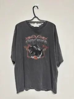 WEGO パンサープリント 半袖Tシャツ チャコールグレー