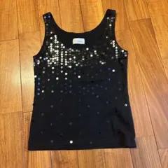 EV by et vous スパンコール タンクトップ ブラック