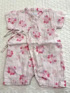ミキハウス　ベビー甚平 ピンク花柄 50〜60cm