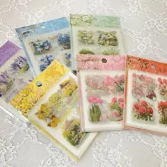海外コラージュ素材　花　ガーデン　PET シール　ステッカー　大容量　まとめ売り