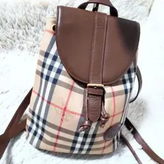 【美品】BURBERRY リュック 巾着 レザーノバチェック シャドーホースのサムネイル