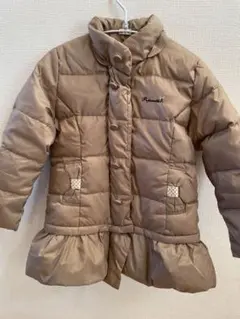 pom ponette フリル付きベージュダウンコート ダウン70% 140