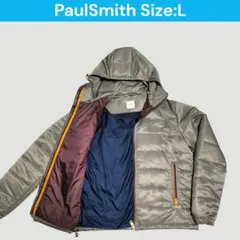 ポールスミス　 フード付アウター　ダウンジャケット　グレー　マルチストライプ