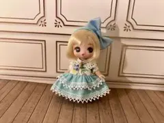 ぷちリカちゃんサイズ　ワンピース、ヘアバンドセット　水色