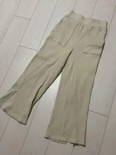 GU リブワイドパンツ スリット