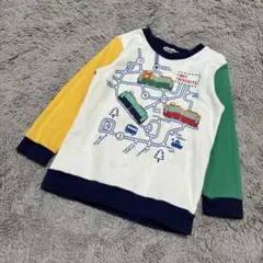 ミキハウス ホットビスケッツ 電車デザイン カラフル トレーナー