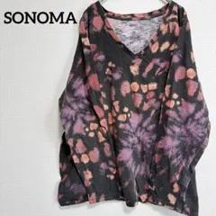 SONOMA ソノマ タイダイ柄 長袖Tシャツ 【ox】V首 カットソー