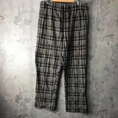 Y2005古着　パジャマパンツ　チェックパンツ　茶　ベージュ　90s Y2K
