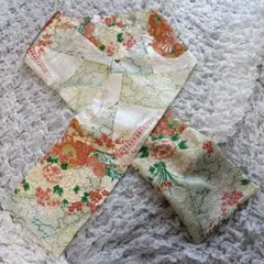 着物リメイク ストール 小紋 グリーン オレンジ