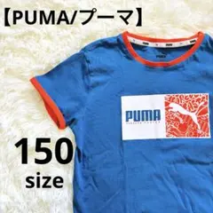 【PUMA /プーマ】Tシャツ 150cmブルー襟袖オレンジパイピング