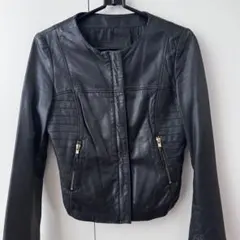 MANGO 本革 黒ジャケット