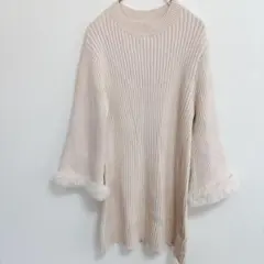 Rady 袖ファー リブニット ワンピース ベージュ Mサイズ レディ