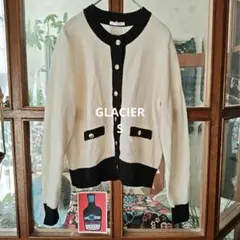 GLACIER ニットカーディガン S ホワイト/ブラックのサムネイル