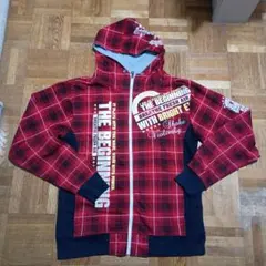 VACHE レッド チェック柄 ジップアップ パーカー