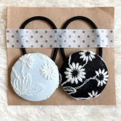 くるみボタン　ハンドメイド　ヘアゴム