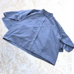 ユナイテッドアローズ ブラウス フレア袖 フリルネック ブルー F