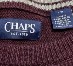 CHAPS バーガンディ 綿100%肉厚ニット