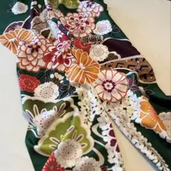京友禅　はぎれ〈5830〉同シリーズ2枚セット　ダリア　桜　緑地模様　着物