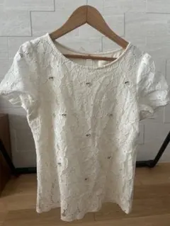 【美品】花柄レースTシャツ ホワイト 半袖 ロディスポット　フェミニン　ラブリーのサムネイル