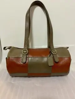 herzつぎはぎミニドラムバッグQ-11限定カラーアイビーグレイ×チョコ