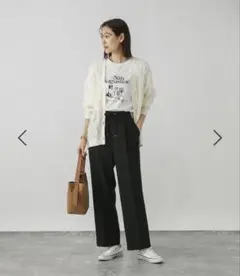 GLOBAL WORK☆ウツクシルエットイージーWクロスストレートパンツ