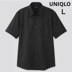 UNIQLOユニクロ　エクストラファインコットンブロードプリントシャツ　ブラック