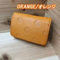 新品　オレンジ　ズッケロ　本革　コンパクト　牛革　ドット柄　三つ折り　OR