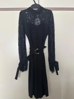 Feiman 黒 レース長袖ワンピース