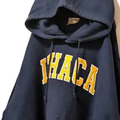 プロウェーブ イサカ ロゴ刺繍 スウェットパーカー ブラック黒 2XL 古着