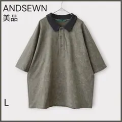 【ANDSEWN アンドソーン】ニット襟ピグメントポロシャツ/美品/カーキのサムネイル