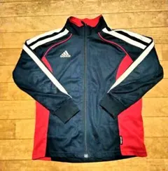 adidas ジップアップジャケット ネイビー/レッド　アディダス　ジャージ